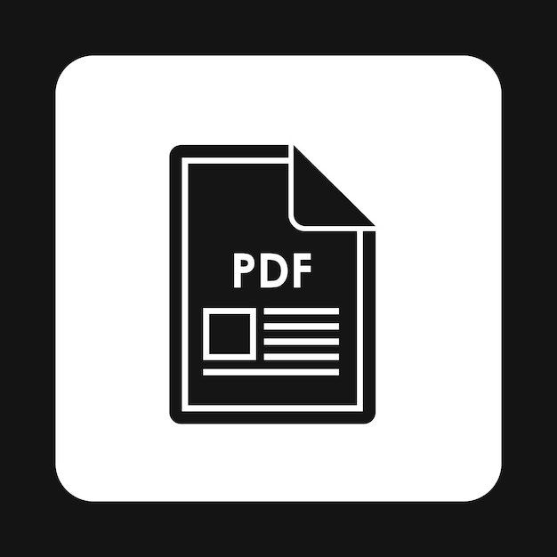 Icono de archivo PDF en estilo sencillo aislado en fondo blanco Ilustración de vector de símbolo de tipo de documento