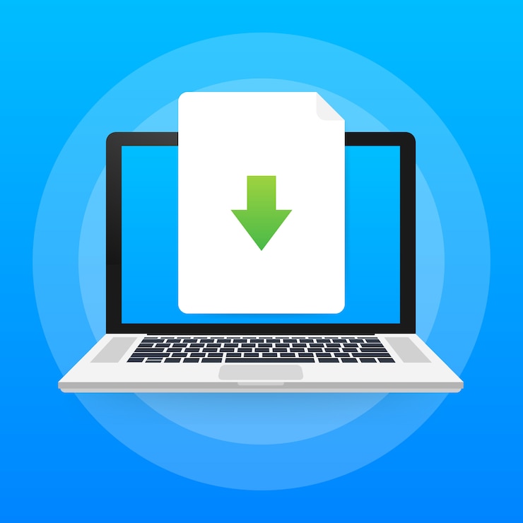 Vector icono de archivo portátil y descarga. concepto de descarga de documentos.
