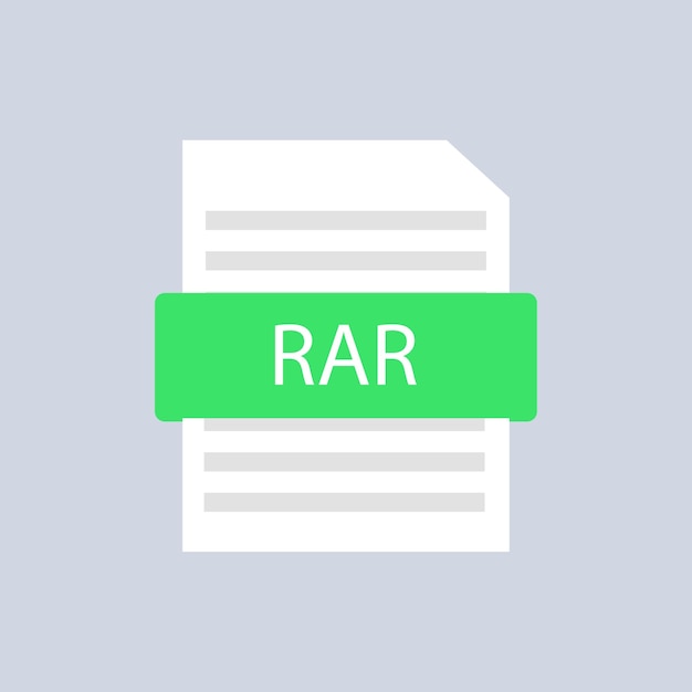 Icono de archivo RAR Documento verde plano Archivo RAR Icono de arquivo RAR Ícono vectorial