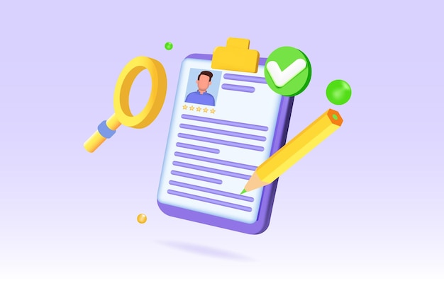 Icono del archivo de solicitud de trabajo. Ilustración vectorial 3D