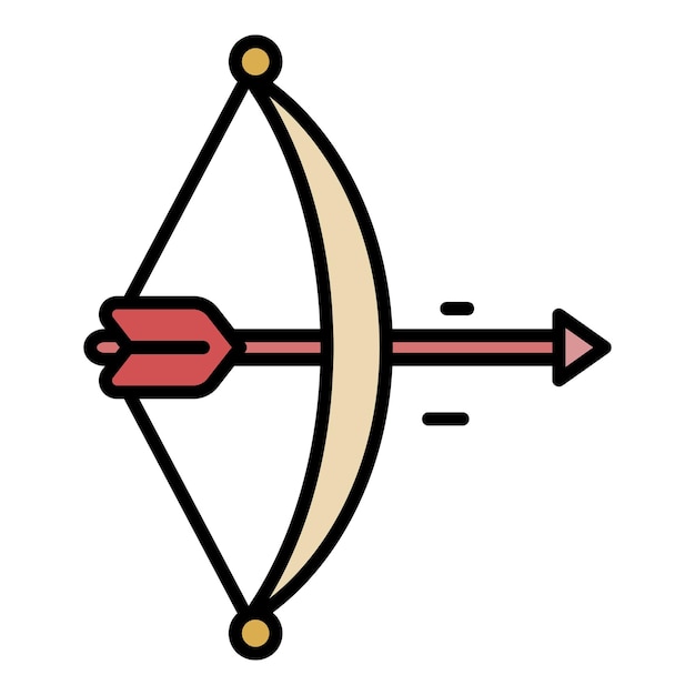 Icono de arco de flecha Contorno flecha arco vector icono color plano aislado