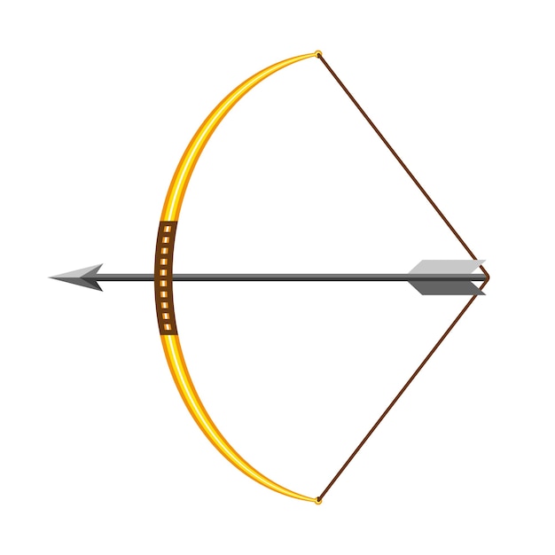 Icono de arco y flecha en diseño plano