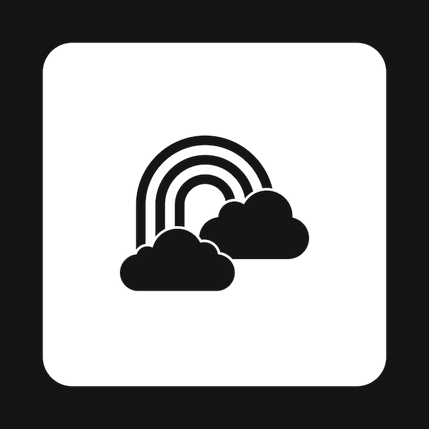 Icono de arco iris y nube en estilo simple sobre un fondo blanco