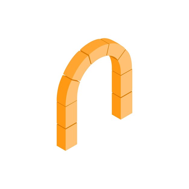 Vector icono de arco de piedra semicircular en estilo isométrico 3d sobre un fondo blanco