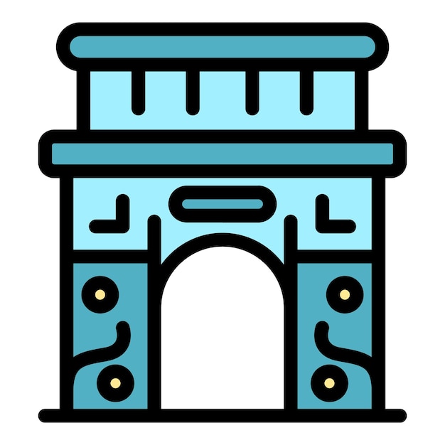 Icono del arco triunfal de París Contorno del arco triumfal de París Icono vectorial de color plano aislado