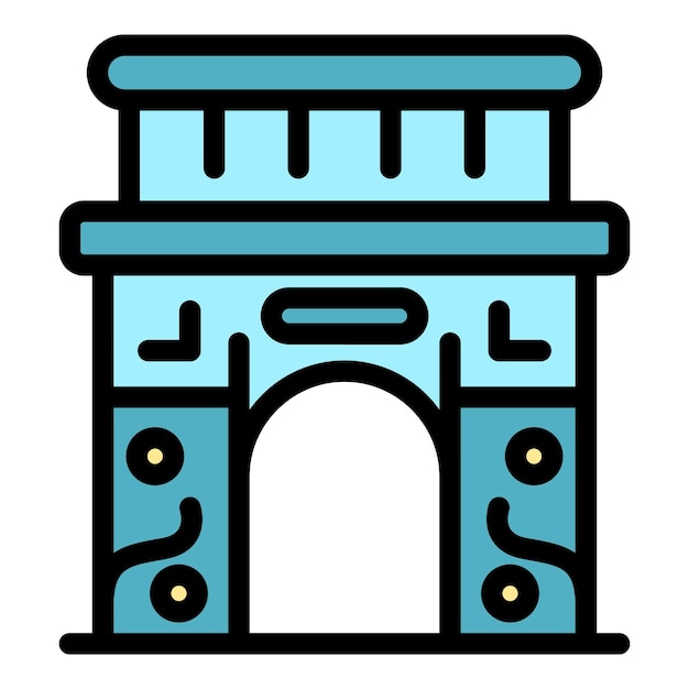 Icono del arco triunfal de París Contorno del arco triumfal de París Icono vectorial de color plano aislado