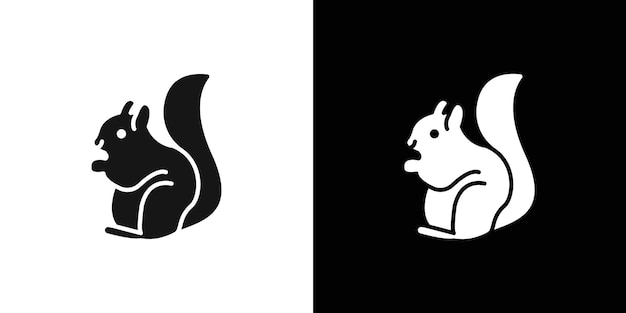 icono de ardilla conjunto de logotipo vectorial de arte de línea negra