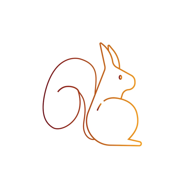 Vector icono de ardilla degradado ilustración de vector animal lindo estilo de dibujos animados