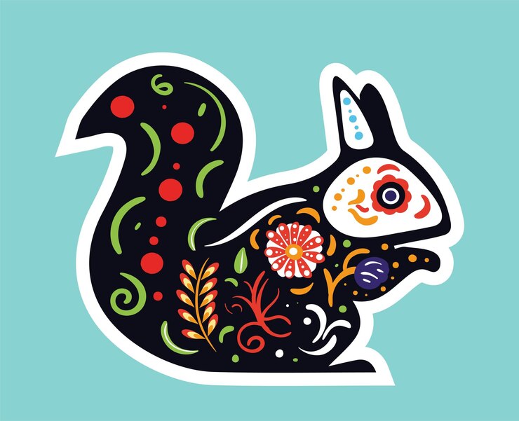 Vector icono de ardilla dia de muertos