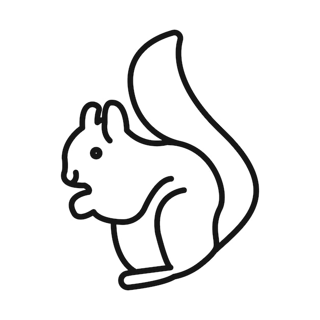 icono de ardilla vector de arte de línea negra