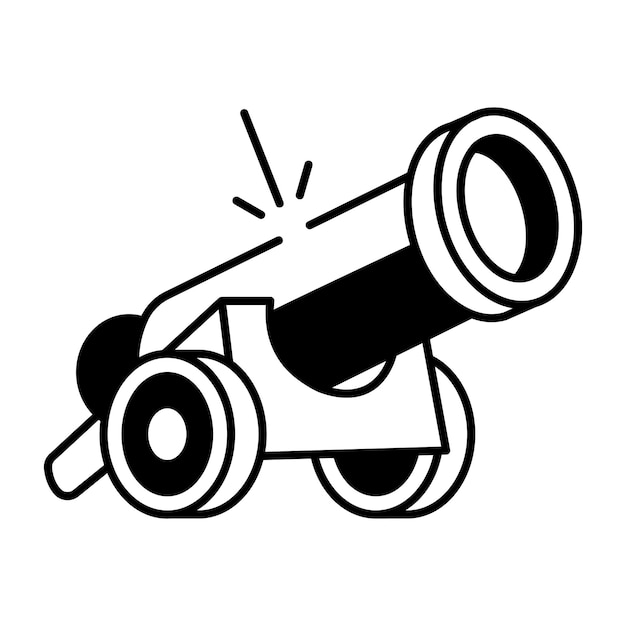 Icono de arma de cañón en estilo dibujado a mano