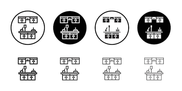 Icono del armario de cocina Ilustración plana de línea delgada