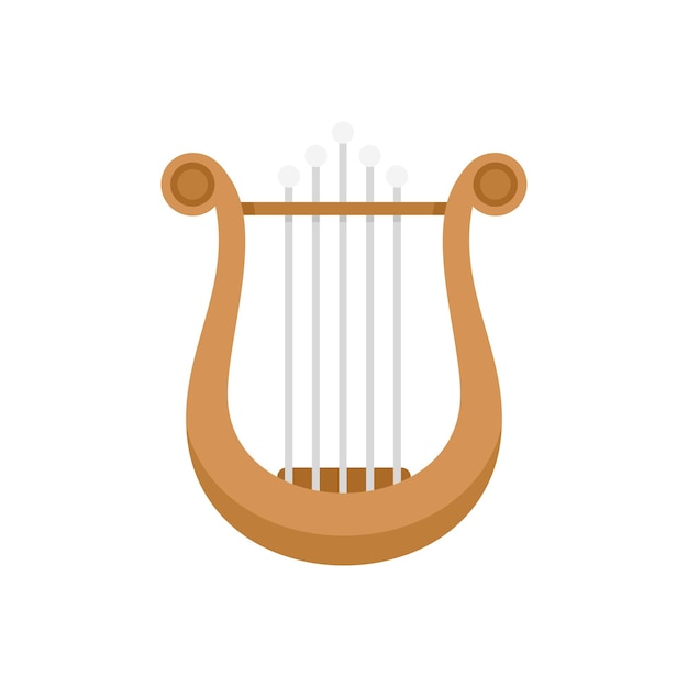 Icono de arpa griega vector plano música de lira instrumento de lyra aislado
