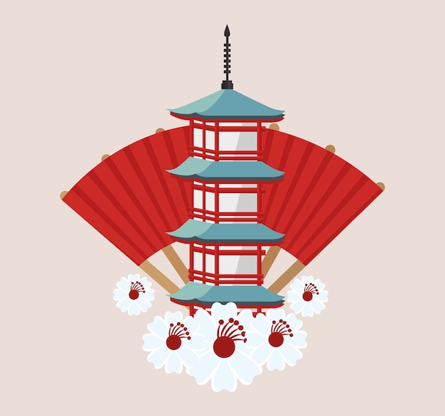 Icono de arquitectura de cultura japonesa