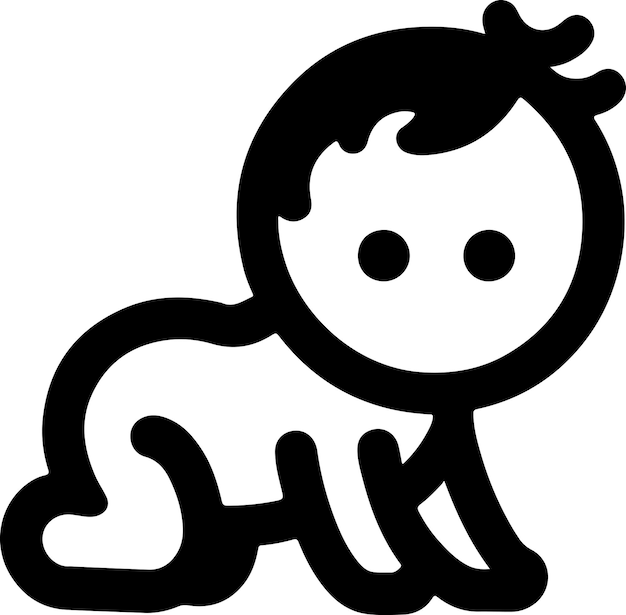 El icono de arrastre del bebé sonriente y lindo es la silueta de color negro del logotipo del clipart símbolo 29