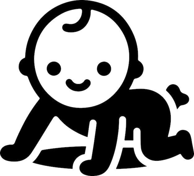 El icono de arrastre de bebé con una sonrisa linda y minimalista, la silueta de color negro, el logotipo, el símbolo de clipart 16