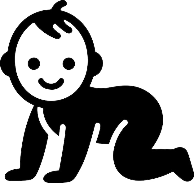 El icono de arrastre de bebé con una sonrisa linda y minimalista, la silueta de color negro, el logotipo, el símbolo de clipart 17