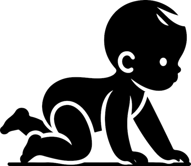 El icono de arrastre de bebé con una sonrisa linda y minimalista, la silueta de color negro, el logotipo, el símbolo de clipart 21
