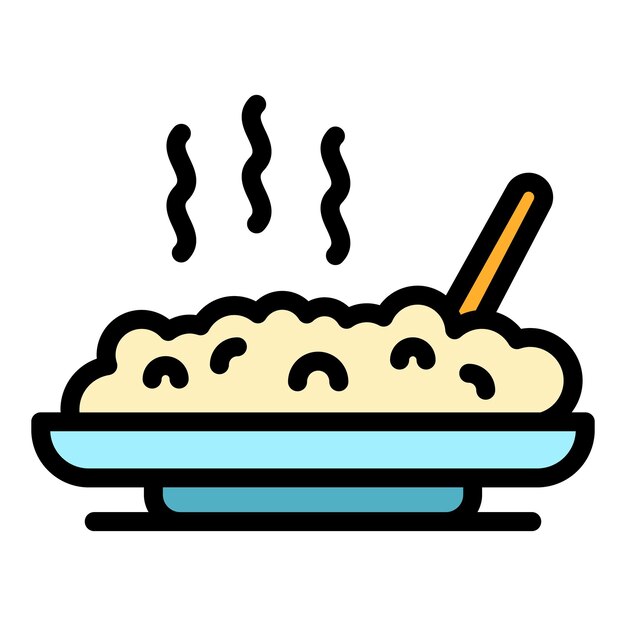 Icono de arroz caliente Contorno del icono vectorial de arroz Caliente El color es plano y aislado