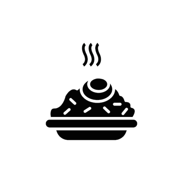Icono de arroz frito Ilustración de línea delgada plana vectorial