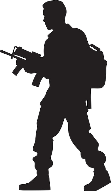 Vector icono del arsenal de combate icono del logotipo vectorial de la pistola portadora del guerrero emblemático negro