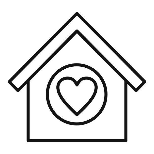 El icono del arte de la línea de amor en casa