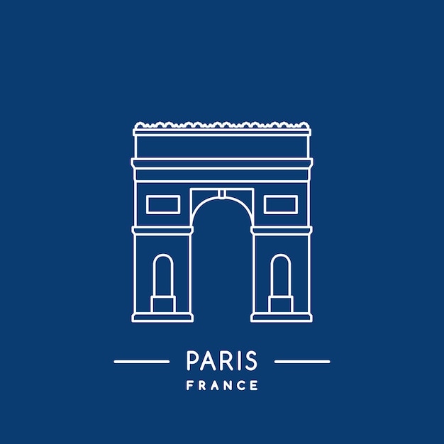 Icono de arte de línea del Arco del Triunfo Contorno plantilla del Arco Del Triunfo Monumento francés Ilustración vectorial