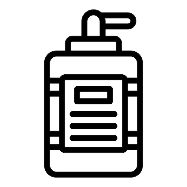 Icono de arte de línea de la botella de desinfectante para manos