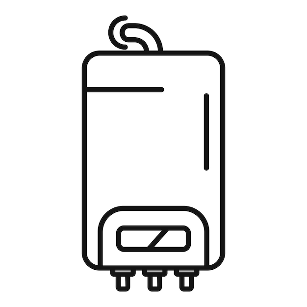 Icono de arte de línea de un calentador de agua moderno