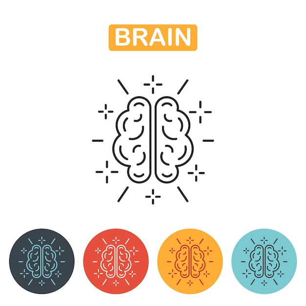 Icono de arte de línea de icono de cerebro para aplicaciones y sitios web