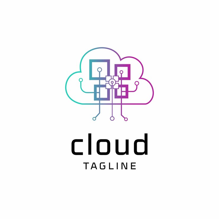 Vector ícono de arte de línea de logotipo de nube signo de computación de datos de internet para empresa de tecnología red en línea virtual