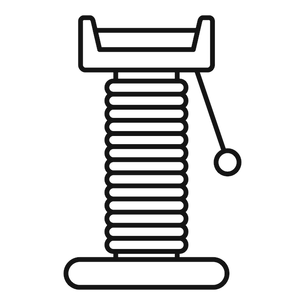 Icono de arte de la línea de la pelota colgante con el poste de rascado del gato