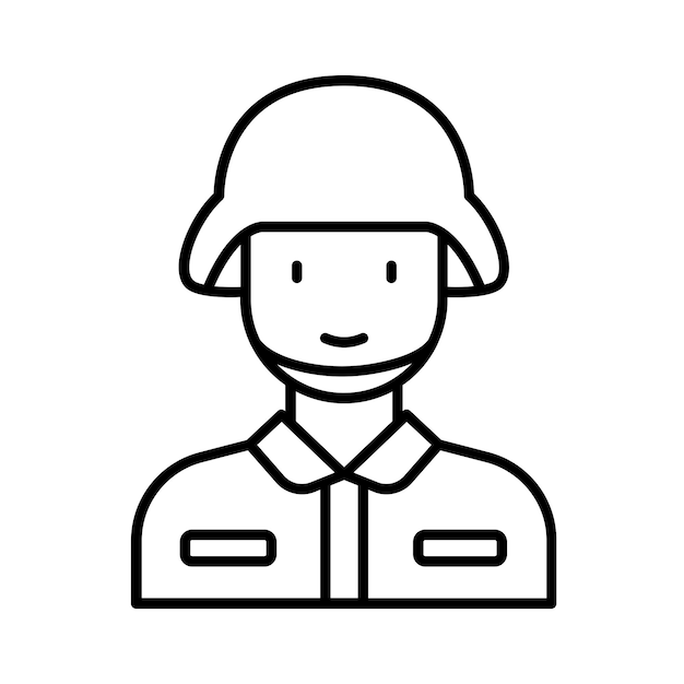 Icono de arte lineal del soldado