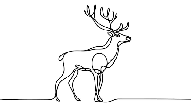 Icono de arte de líneas de ciervos Dibujo de líneas continuas Deer dibujo de una línea gráfico vectorial Ilustración vectorial