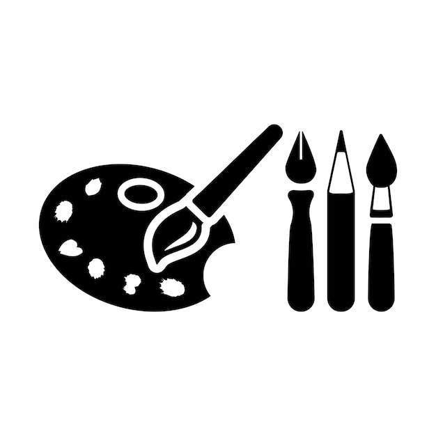 Vector icono de arte de pintura creativa gráficos vectoriales en negro