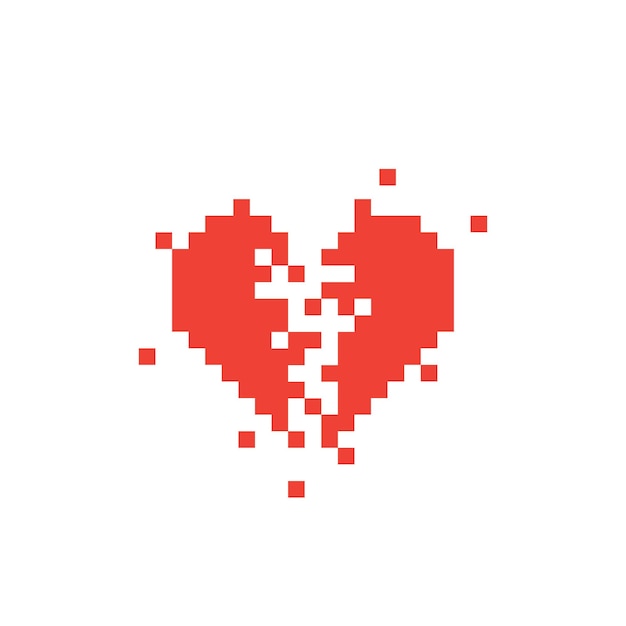 El icono de arte de píxeles del corazón roto Ilustración vectorial