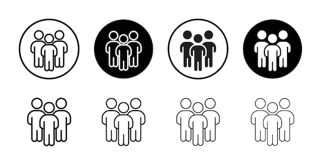 icono arte plano en blanco y negro personas aisladas
