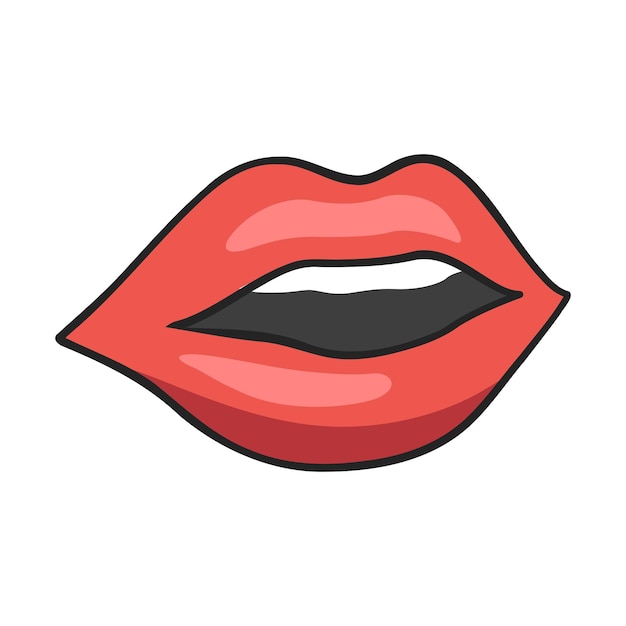 Icono de arte pop de boca aislado sobre un fondo blanco