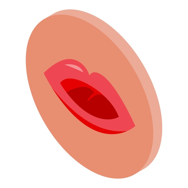 Icono de articulación de los labios vector isométrico habla de la boca cómic de sonido