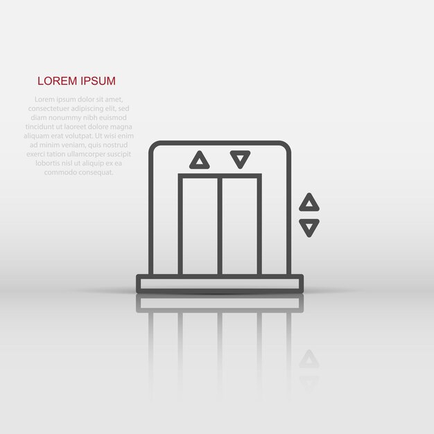 Icono de ascensor en estilo plano Ilustración de vector de ascensor sobre fondo blanco aislado Concepto de negocio de transporte de pasajeros