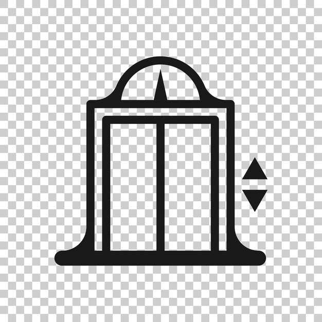Icono de ascensor en estilo plano Ilustración de vector de ascensor sobre fondo blanco aislado Concepto de negocio de transporte de pasajeros