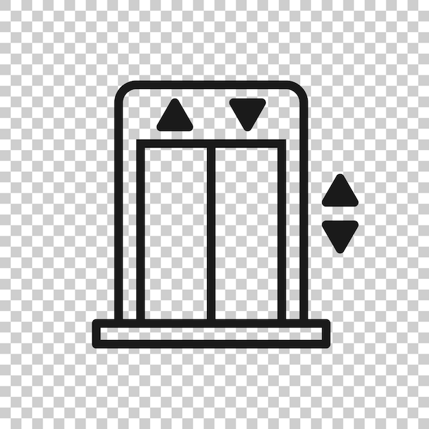 Icono de ascensor en estilo plano Ilustración de vector de ascensor sobre fondo blanco aislado Concepto de negocio de transporte de pasajeros