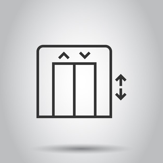 Icono de ascensor en estilo plano Ilustración de vector de ascensor sobre fondo blanco aislado Concepto de negocio de transporte de pasajeros