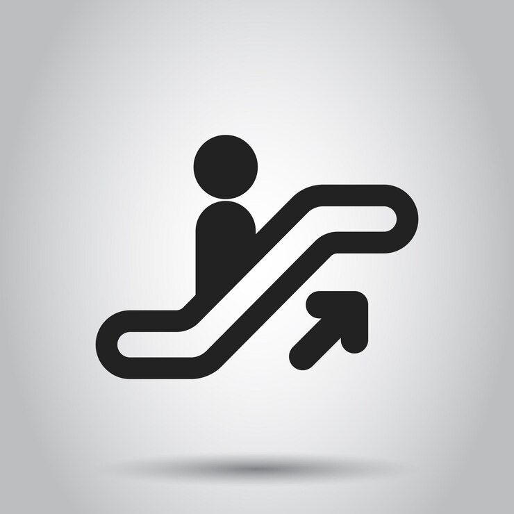 Vector icono de ascensor mecánico ilustración vectorial pictograma de escalera mecánica de concepto de negocio