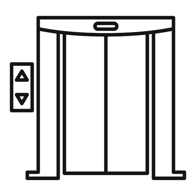 Vector icono de ascensor de puerta icono de vector de ascensor de puerta de contorno para diseño web aislado sobre fondo blanco