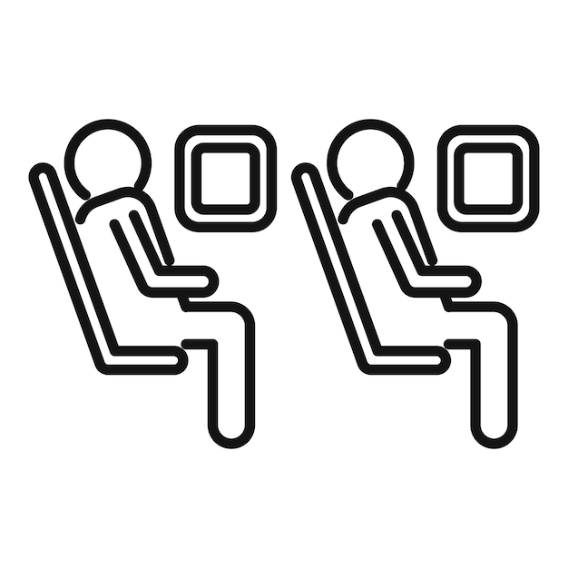 Icono de asiento de clase económica vector de contorno Pasajero de aerolínea Asiento de negocios