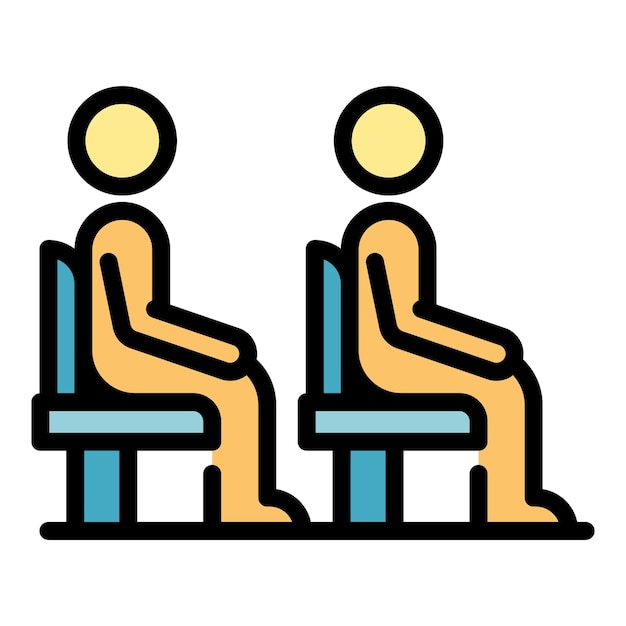 Icono de asientos de pasajeros Contorno de pasajeros asientos de vector Icono de color plano aislado