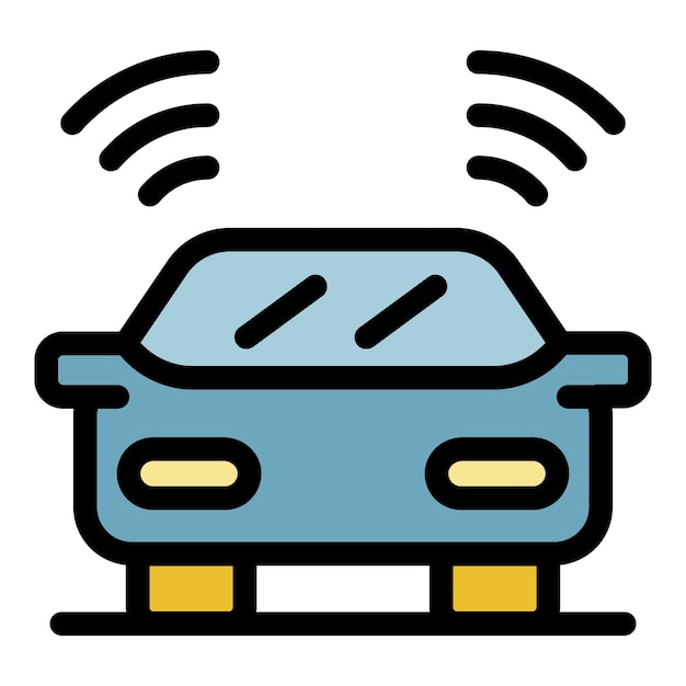 Icono del asistente de conducción del coche Contorno del icono del vector del asistente de conducción del coche color plano aislado