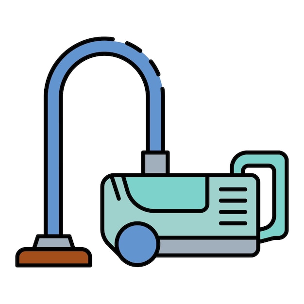 Icono de aspiradora clásica Contorno de icono de vector de aspiradora clásica color plano aislado