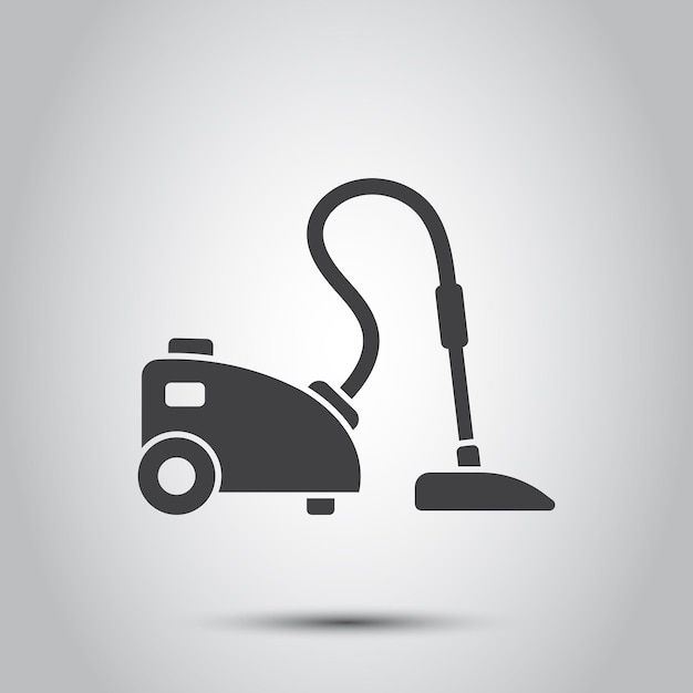 Icono de aspiradora en estilo plano Equipo para la limpieza de la casa ilustración vectorial sobre fondo aislado Concepto de negocio de signo de máquina limpia